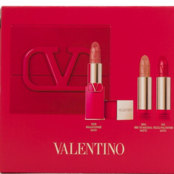 Rosso Valentino Couture Lipstick Set*w/Case ~ 3 Shades: 100R 107A 22R Refillable - Picture 2 of 14